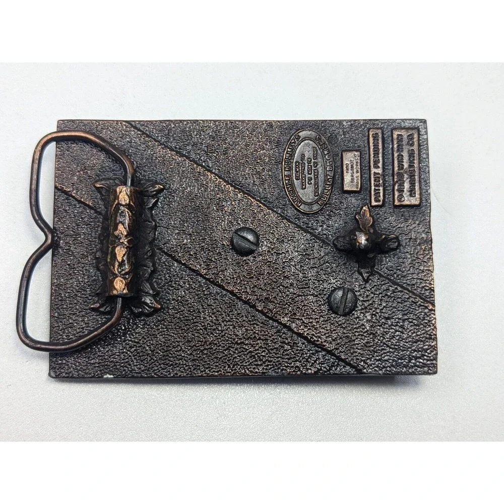Vintage 1980 Bergamot Brass Works Bullet Belt Buckle Win-Ryan Marketing Bronze